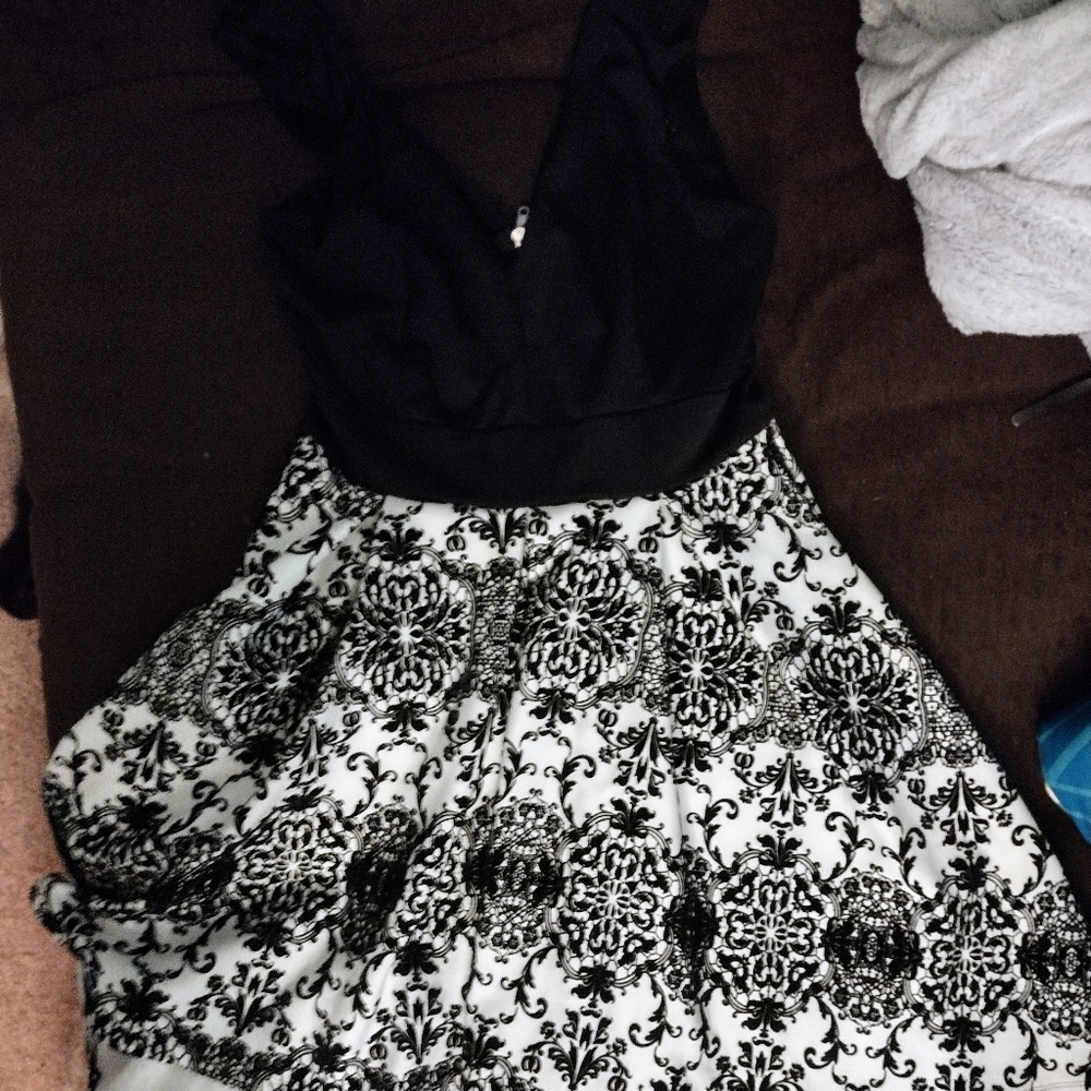 High Low Black and White Dress